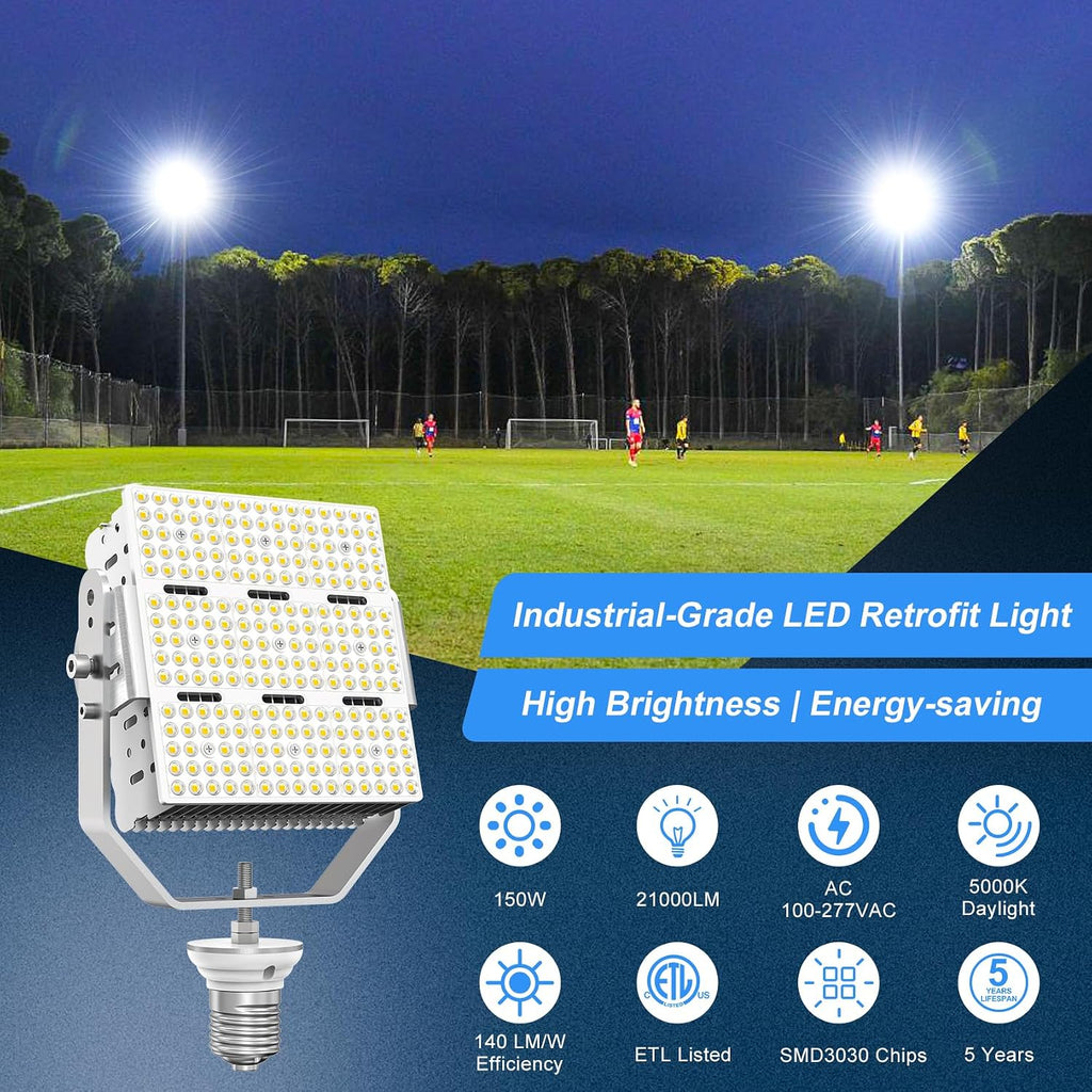 LED Retrofit Kit for Parking Lot Light, 150W 21750LM 100-277V ETL Commercial LED Shoebox Light Replacement, 5000K Daylight E39 Mogul Base LED Shoebox Retrofit Kit for Outdoor Flood Light, Tennis Court