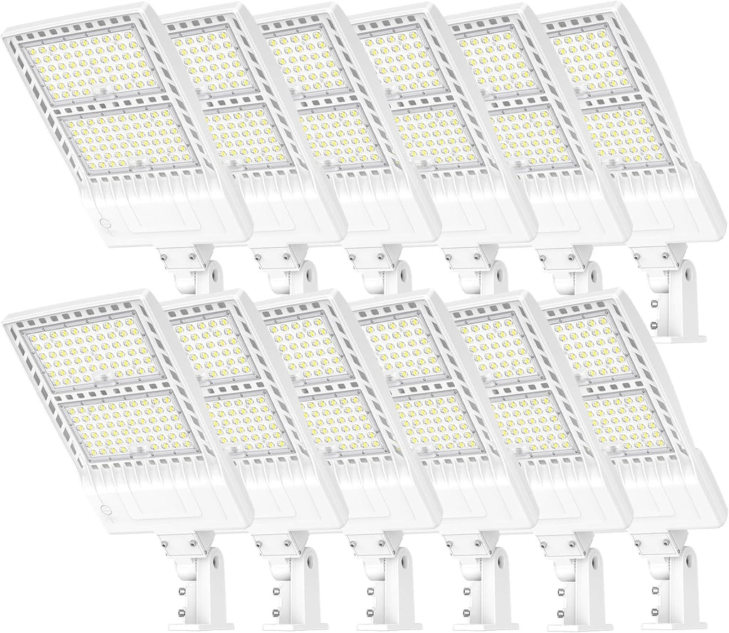12 Pack LED Parking Lot Light 400W 320W 240W Adjustable, UL Listed 60000LM Outdoor Street Area Lighting with Photocell 100-277V IP65 5000K LED Shoebox Light Arm & Slip Fitter Mount for Street