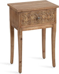 Kate and Laurel Cassetta Soft Rustic Rectangle Side Table; 19 x 14 x 28; Hazelnut; Wooden Living Room End Table with Useful Pull Drawer for Storage