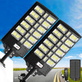 10000W Solar Street Lights Outdoor, Large Solar Powered Street Light Waterproof with Motion Sensor and Remote Control, 6500K Commercial Security Flood Lighting for Parking Lot, Yard, 2 Pack