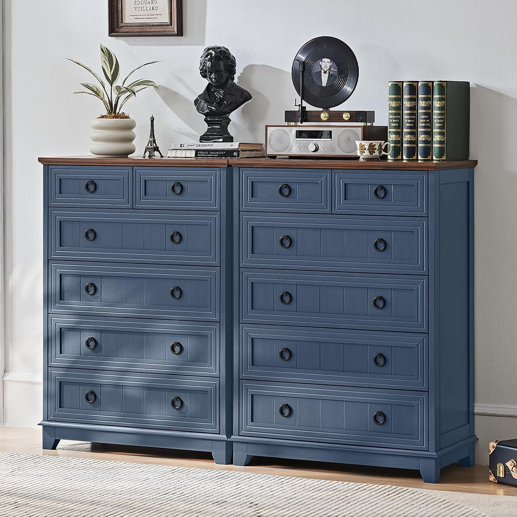 Joaxswe Farmhouse 6 Drawer Dresser for Bedroom, 41' Tall Small Dressers & Chest of Drawers, Rustic Wood Dresser with Metal Handle, Storage Organizer Closet for Living Room, Hallway, Entryway