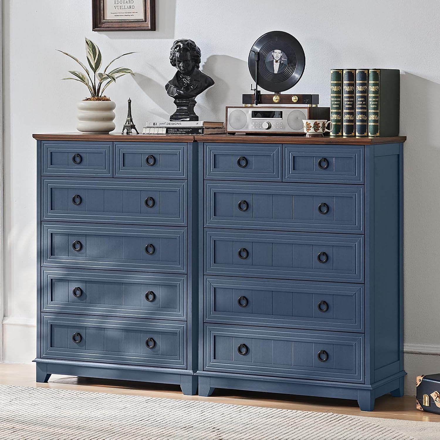 Joaxswe Farmhouse 6 Drawer Dresser for Bedroom, 41' Tall Small Dressers & Chest of Drawers, Rustic Wood Dresser with Metal Handle, Storage Organizer Closet for Living Room, Hallway, Entryway