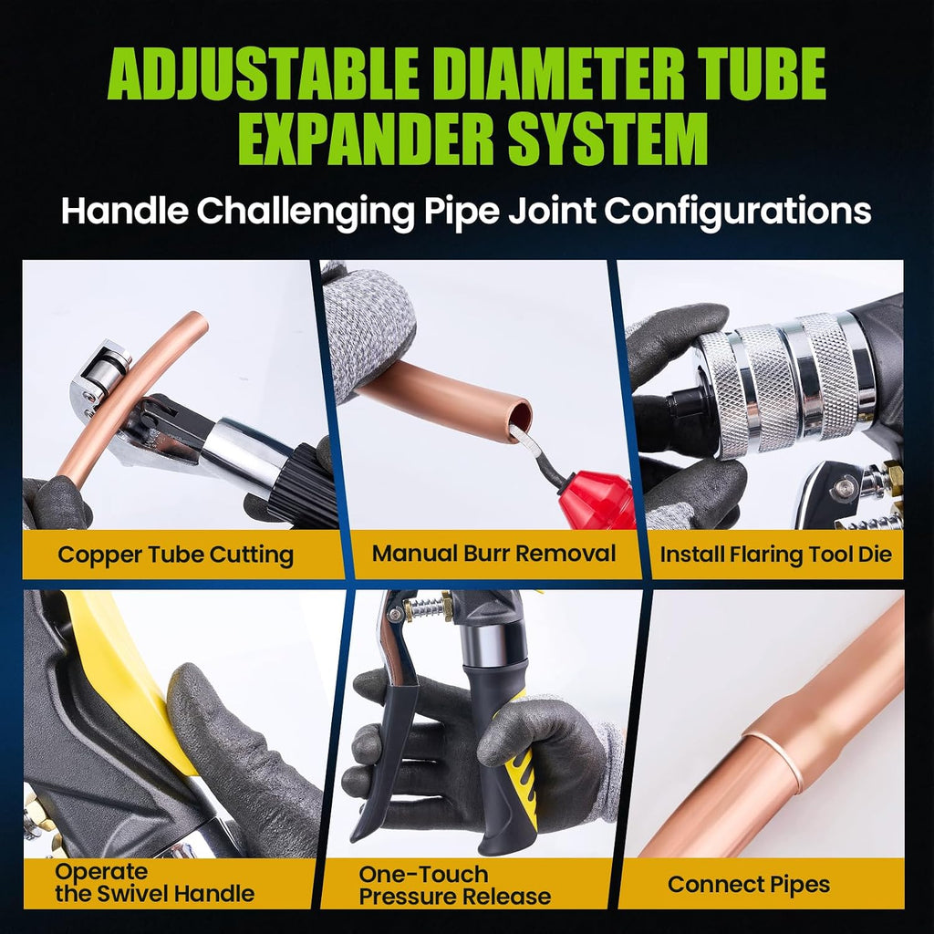 Super Stars Hydraulic Copper Tube Expander Kit – HVAC Swaging Tool with Tube Cutter, Deburring Tool