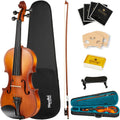 Mendini by Cecilio 3/4 Violin Set For Beginners - Hand Carved Acoustic Violins Kit - Fiddle Solid Wood Kit with Hard Case, Bow, Rosin, Shoulder Rest, Bridge and Extra Strings