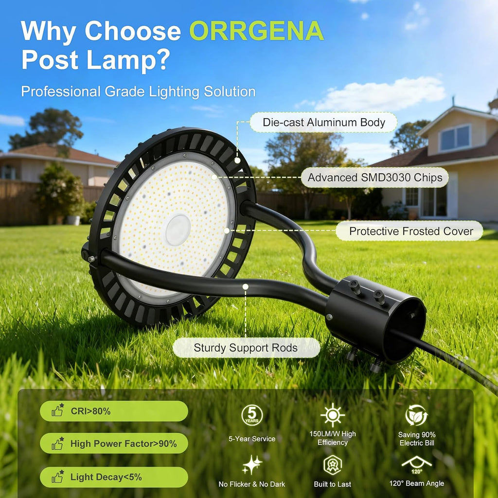 Commercial LED Post Top Light, 80W/64W/48W & 3000K/4000K/5000K Selectable, ETL Listed, 12000LM Post Circle Area Lights with Photocell, IP65 Waterproof for Yard Street, AC100-277V