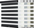 Cordless Zebra Blinds for Windows Custom Size 95% Blackout Roller Shades Texture Fabrics Privacy Protection,Light Control,for Home,Office and Door, Black, 64-65' W x 37-48' H