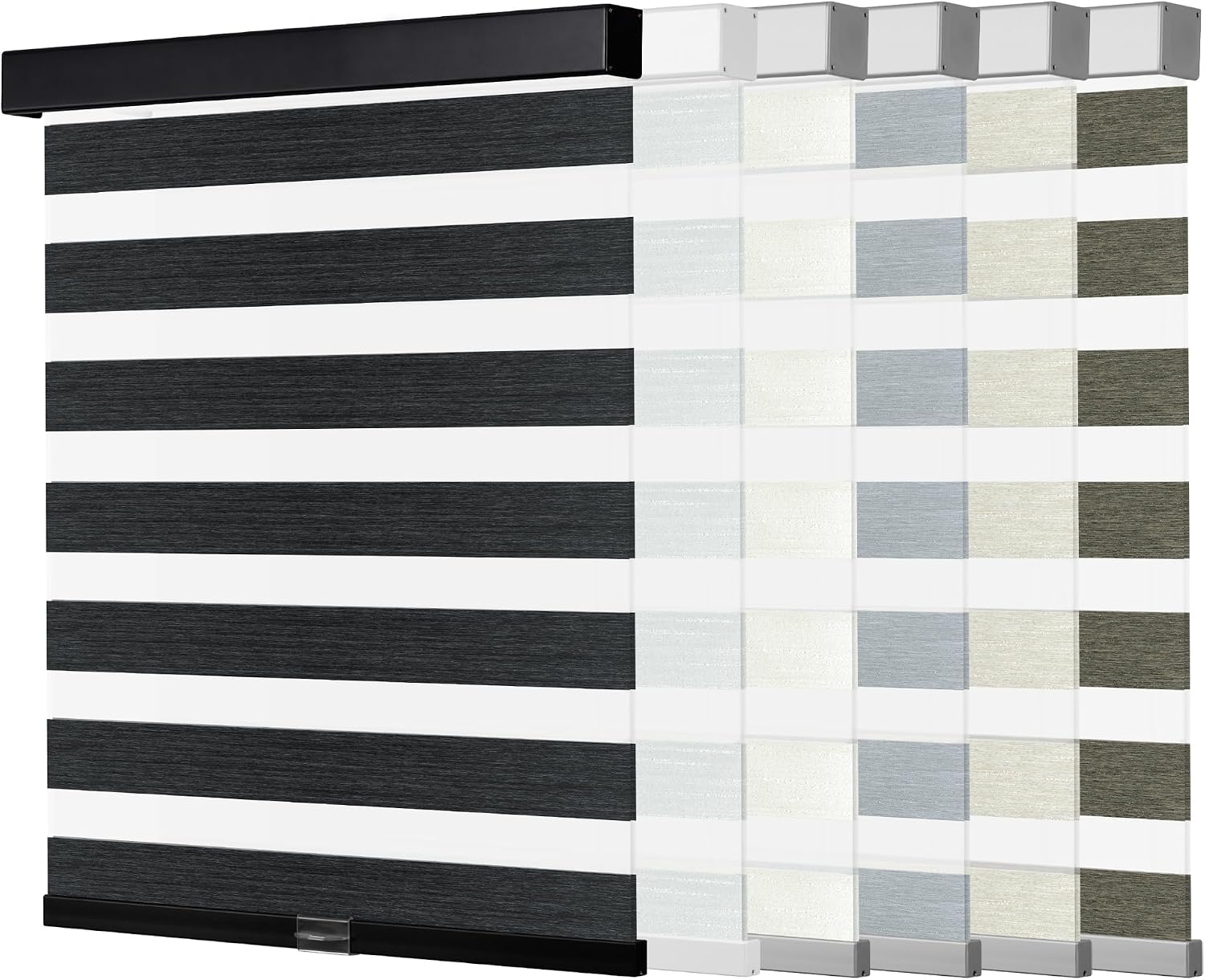 Cordless Zebra Blinds for Windows Custom Size 95% Blackout Roller Shades Texture Fabrics Privacy Protection,Light Control,for Home,Office and Door, Black, 64-65' W x 37-48' H