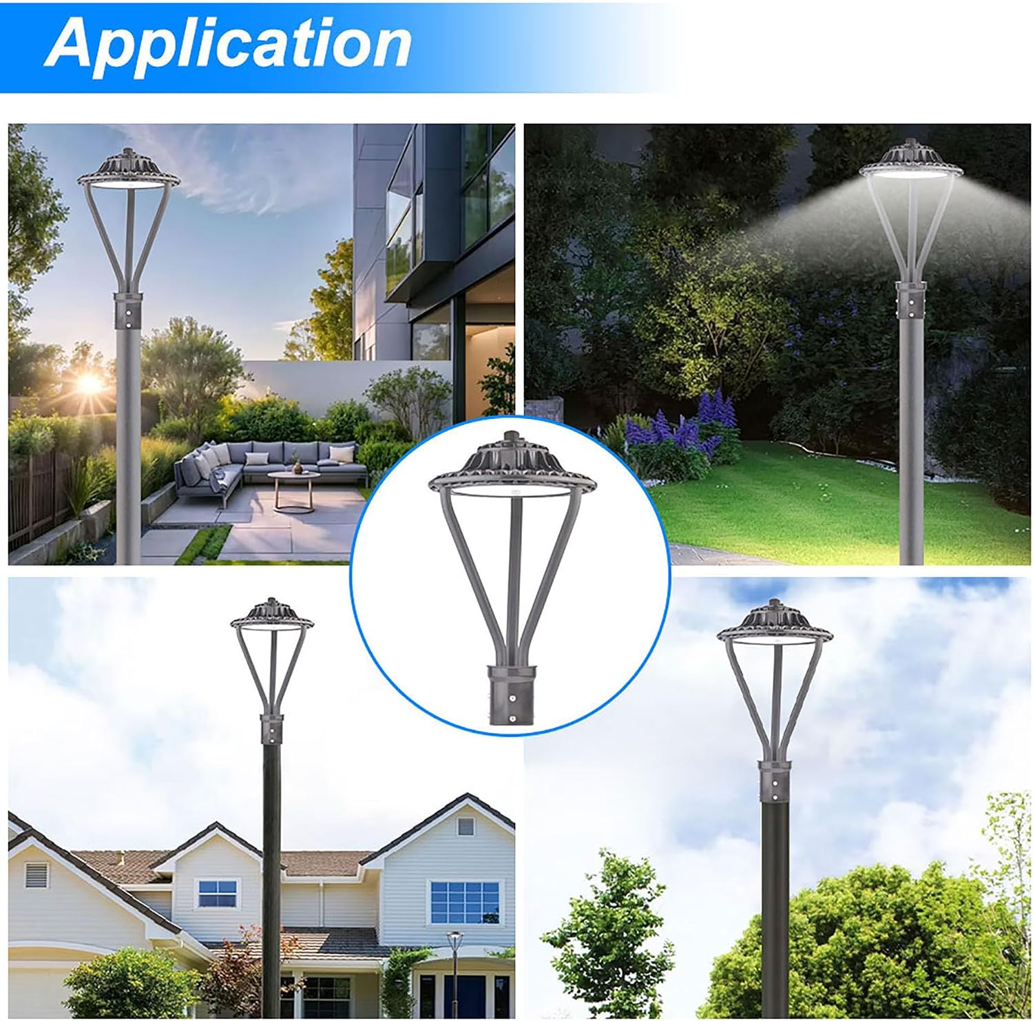 LED Post Top Pole Light,30W/50W/75W LED Post Top Light,DW 5000K,ETL DLC Listed,3000K 4000K 5000K 3CCT Tunable,IP65 Waterproof Fixtures for Garden Yard Pathway Street Lighting (Bronze)
