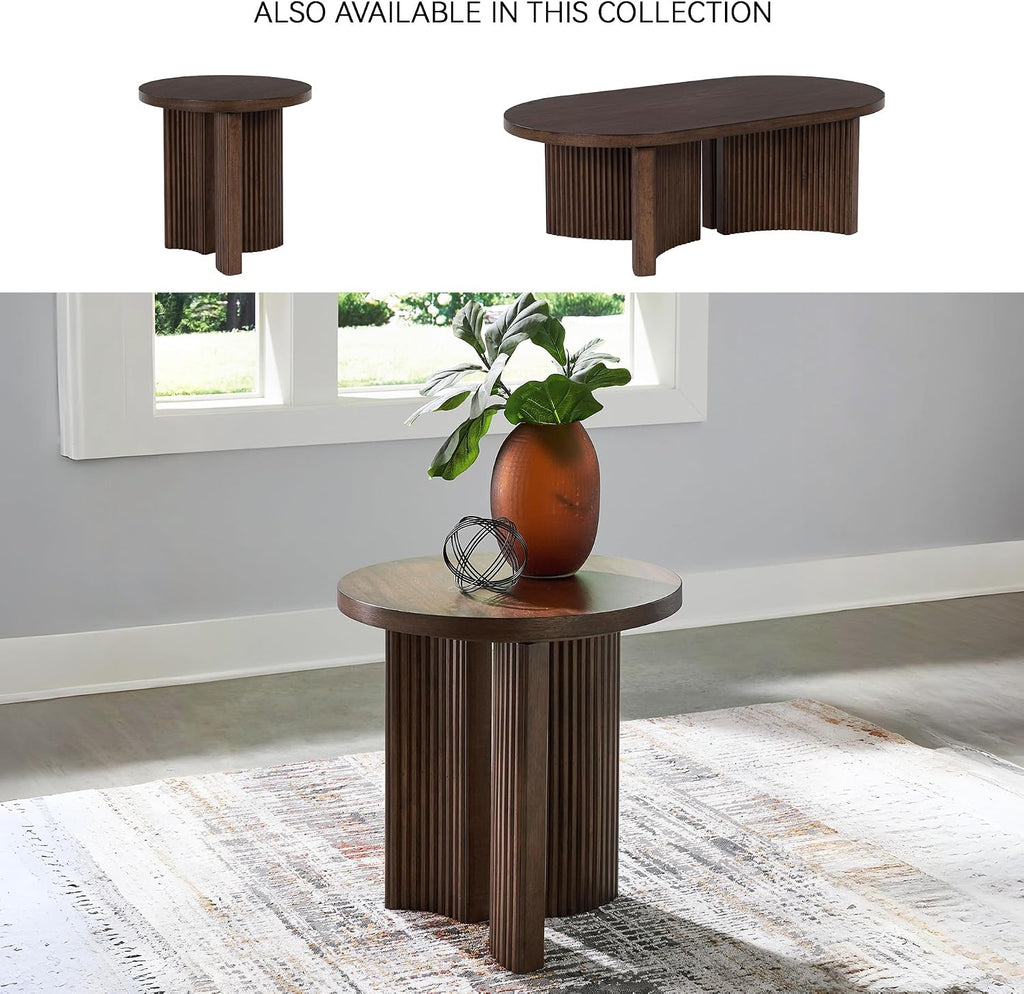 Signature Design by Ashley Korestone Contemporary End Table with Curved Legs, Dark Brown