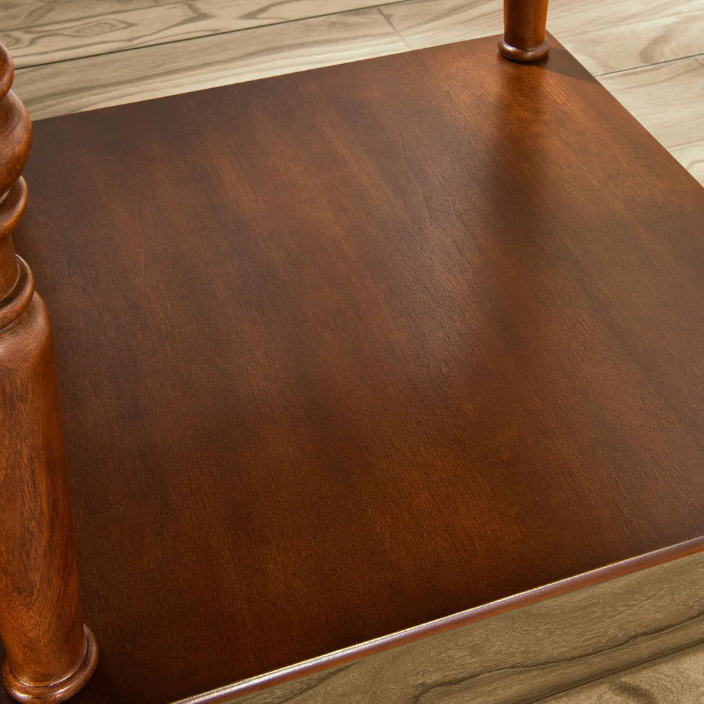 PADMA HOUSE Solid Wood Small End Table with Drawer, Vintage Square Sofa Side Table with Natural Wood Grain Tabletop, Apartment Beside Table with Storage Shelf for Living Room, 18.9 * 24in