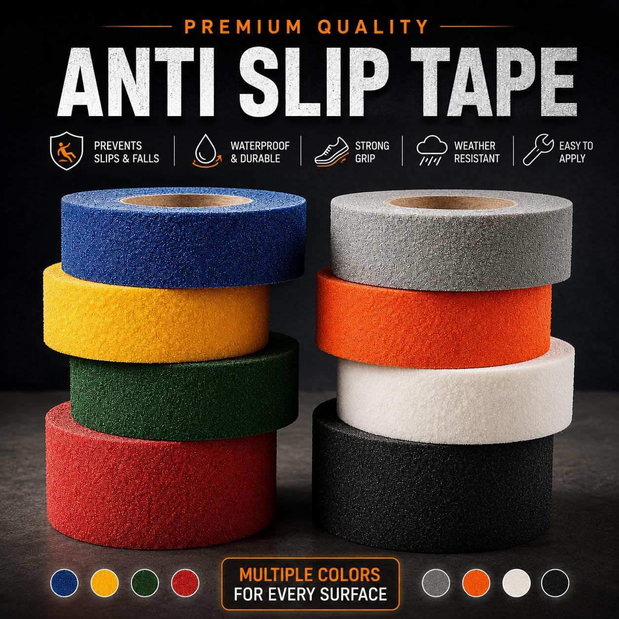 WOD Heavy Duty Anti Slip Tape, Fluorescent Red - 6 inch x 60 ft. Non Skid Treads Weather Proof Indoor/Outdoor Traction Tape for No Slip Stairs ASTC32