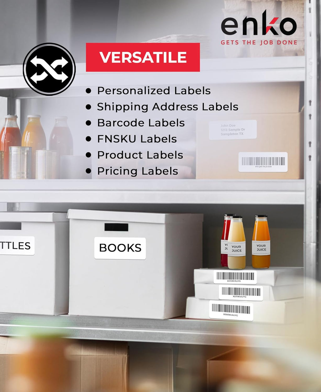 enKo 4' x 2' Labels for Zebra Desktop Printers (48 Rolls | 36,000 Labels) Direct Thermal Address Mailing Shipping Barcode FBA Stickers FNSKU Label for Zebra and Eltron (Perforated)