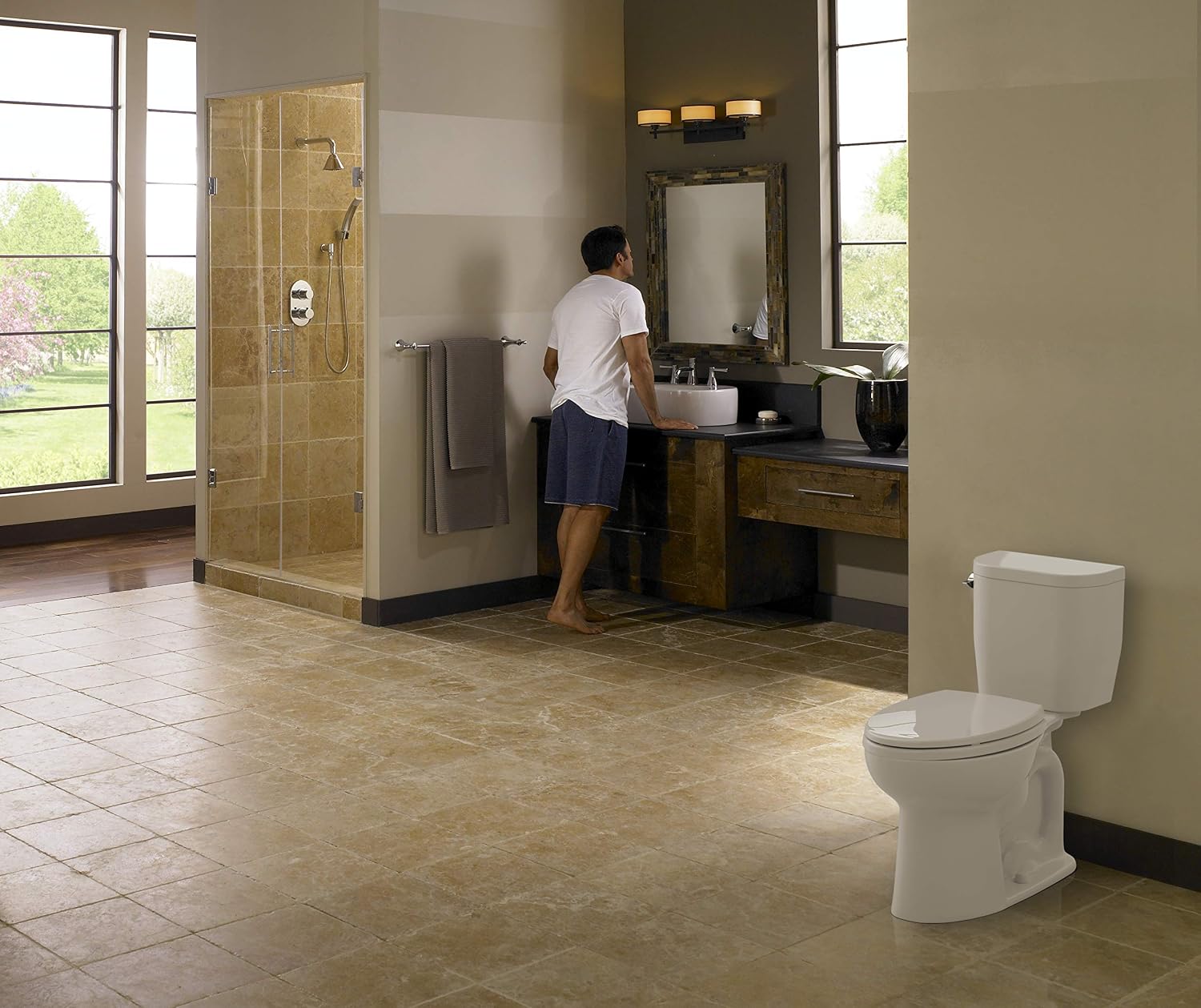 TOTO Entrada Two-Piece Round 1.28 GPF Universal Height Toilet, Cotton White - CST243EF#01
