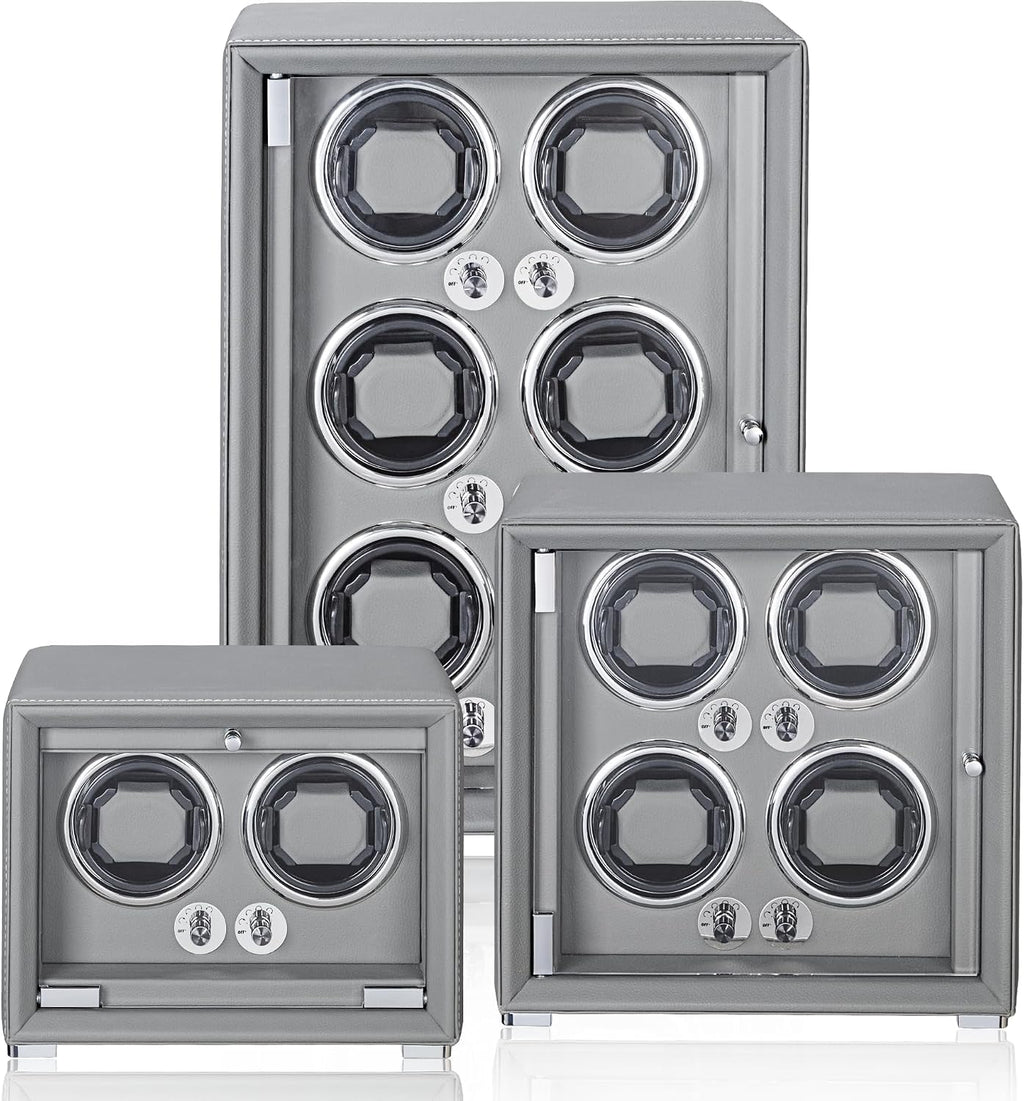 Watch Winder for 2/4/6/9 Automatic Watches, high-end Leather Making, Super Quiet Mabuchi Motor, Two Power Modes, Built-in led Lights