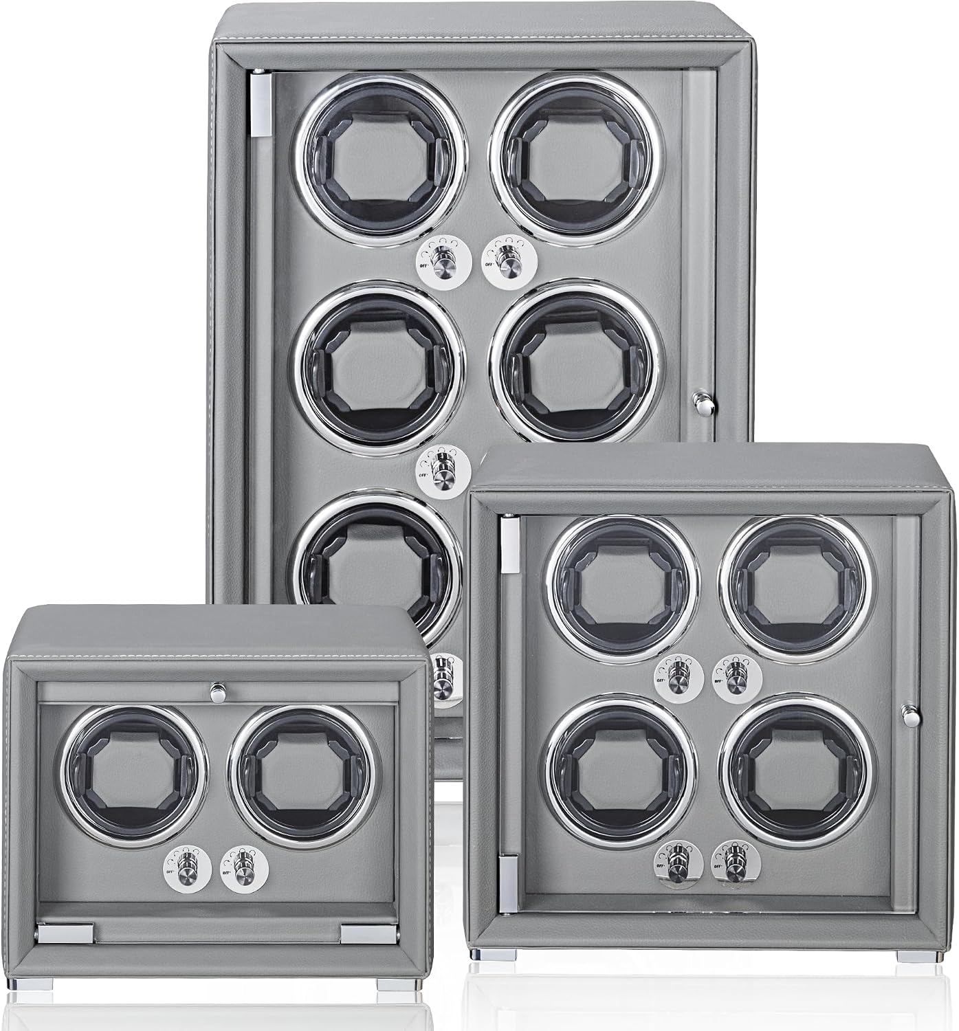 Watch Winder for 2/4/6/9 Automatic Watches, high-end Leather Making, Super Quiet Mabuchi Motor, Two Power Modes, Built-in led Lights