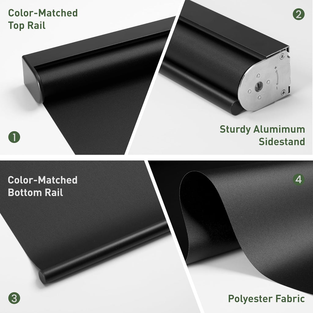Blackout Roller Shades Cordless Color-Matched Roller Window Blinds Free-Stop Simple Style Thermal Insulated Roll Up Shades for Home Office Door, Black, 26' W x 78' H