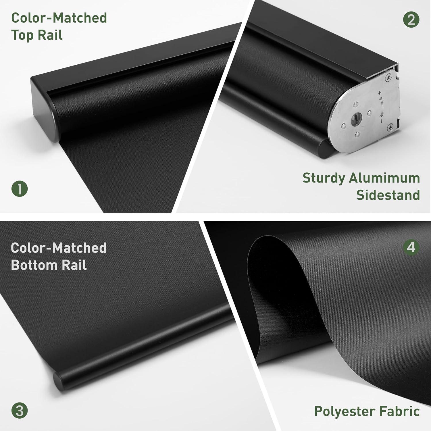 Blackout Roller Shades Cordless Color-Matched Roller Window Blinds Free-Stop Simple Style Thermal Insulated Roll Up Shades for Home Office Door, Black, 26' W x 78' H