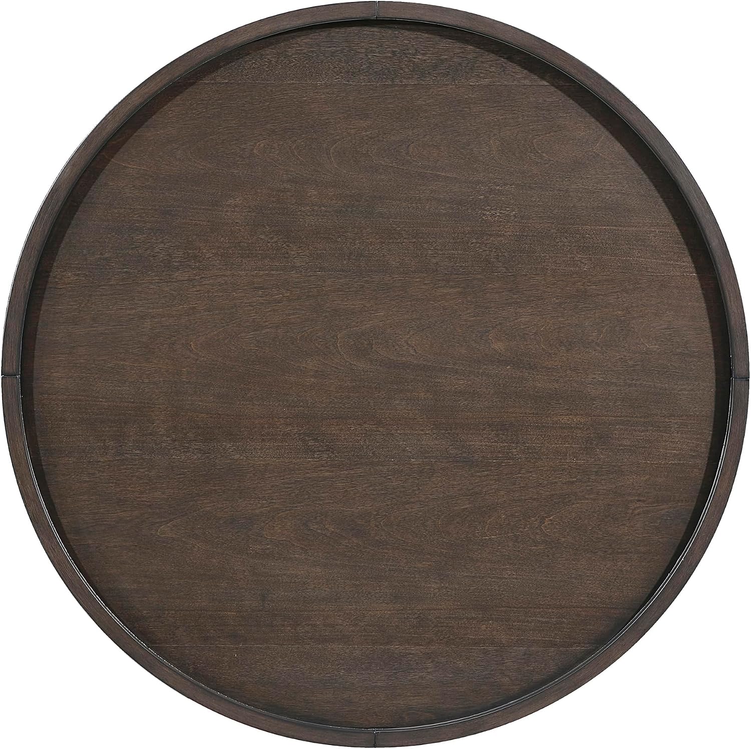 Lexicon Round Wood Coffee Table with Gold Metal Cap, 36' Dia. Mid Century Modern Round Birch Wood Veneer Accent Table for Contemporary Living Room, Easy Assembly, Dark Brown