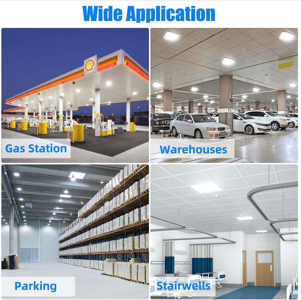 70W LED Canopy Light Fixture,2 Pack,110V AC,5500K,9.5' x 9.5', Gas Station, Street & Outdoor Lighting, Daylight White Ceiling Light for Gas Station(4 Pack)
