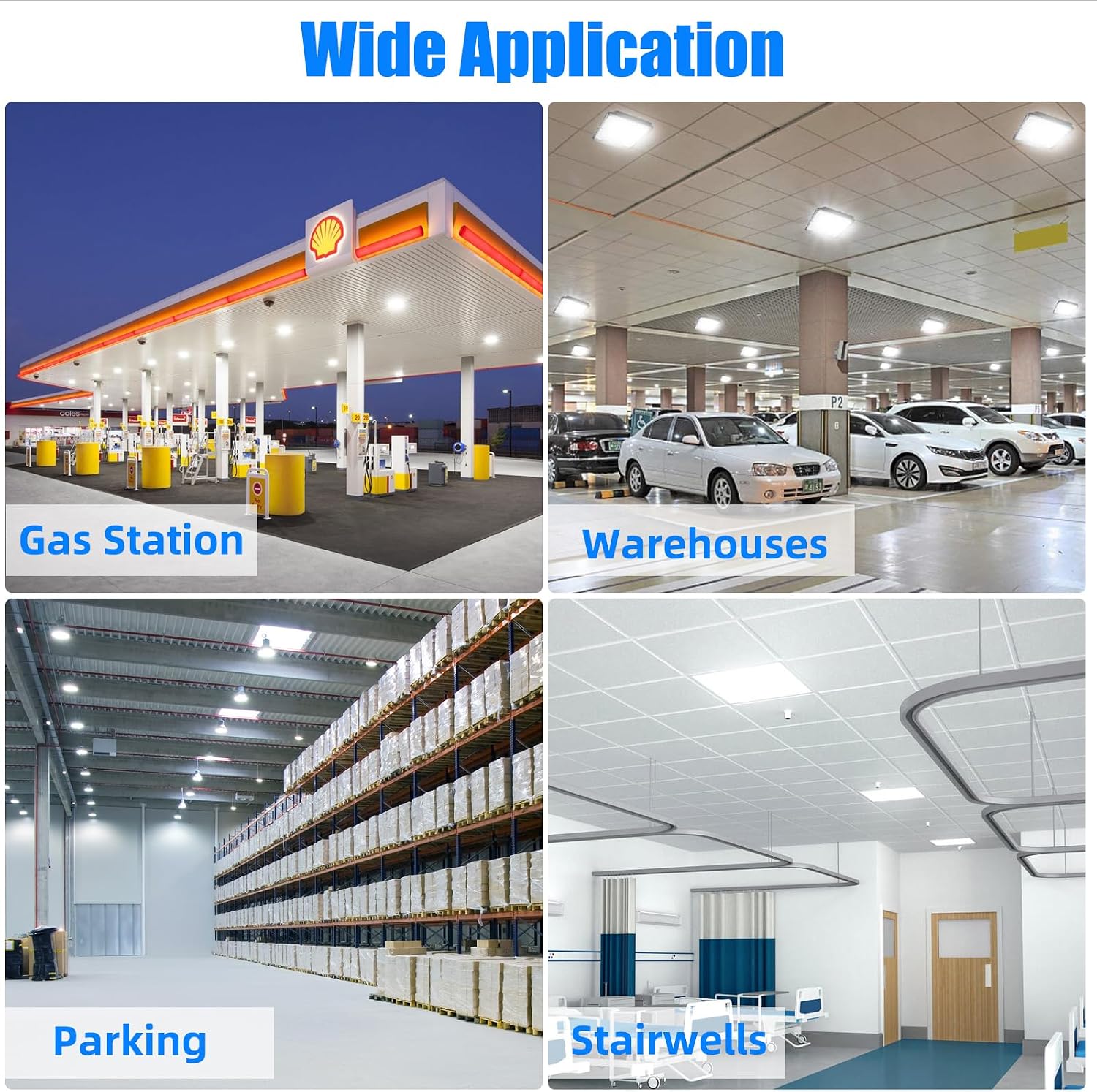 70W LED Canopy Light Fixture,2 Pack,110V AC,5500K,9.5' x 9.5', Gas Station, Street & Outdoor Lighting, Daylight White Ceiling Light for Gas Station(4 Pack)
