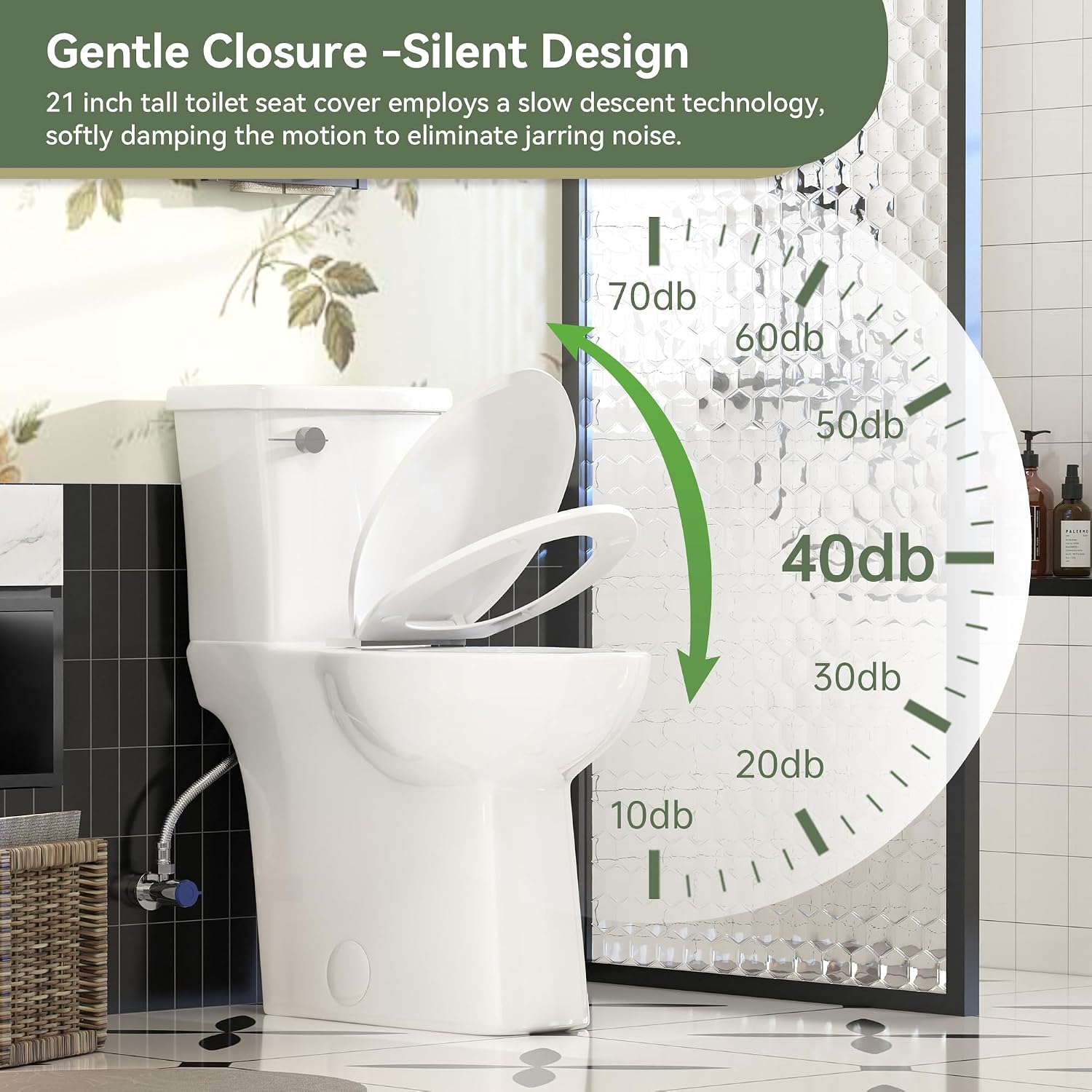 SUPERFLO 21 Inch Extra Tall Toilets Comfort Height Toilet for Seniors & Tall Adults, ADA Elongated Toilet with 1.28 GPF Single Flush, Easy Install Bathroom Toilet (White)