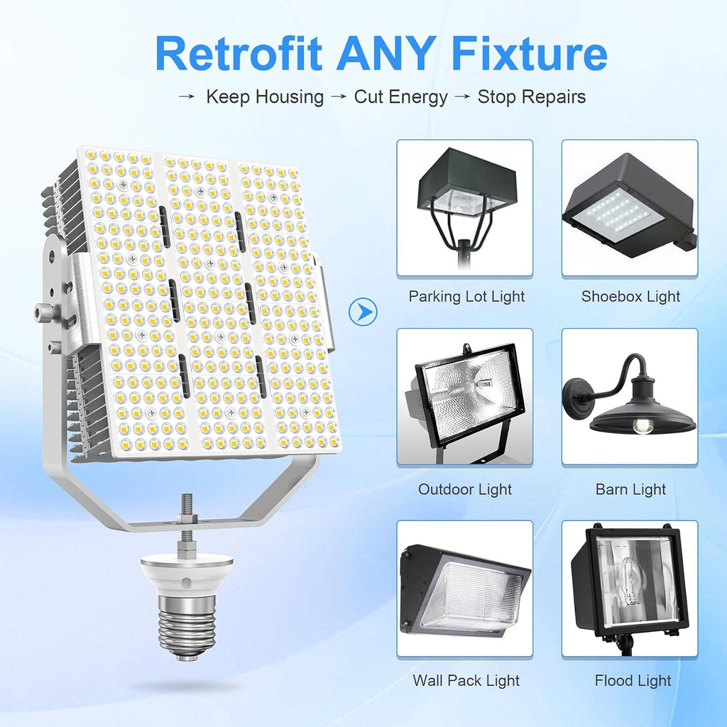 240W Shoebox LED Retrofit Kit AC100-277V LED Parking Lot Light Fixture Retrofit 5000K Replace 1000W Metal Halide ETL Listed E39 Base for Outdoor Sports Court lights Street Area Lighting Fixture