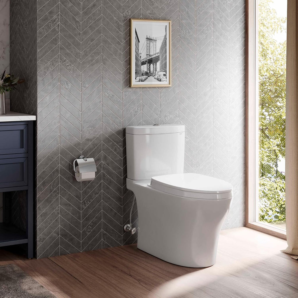 TOTO® Aquia® IV Two-Piece Elongated Dual Flush 1.28 and 0.9 GPF Universal Height Toilet, WASHLET®+ Ready, Ebony - MS446124CEMFN#51