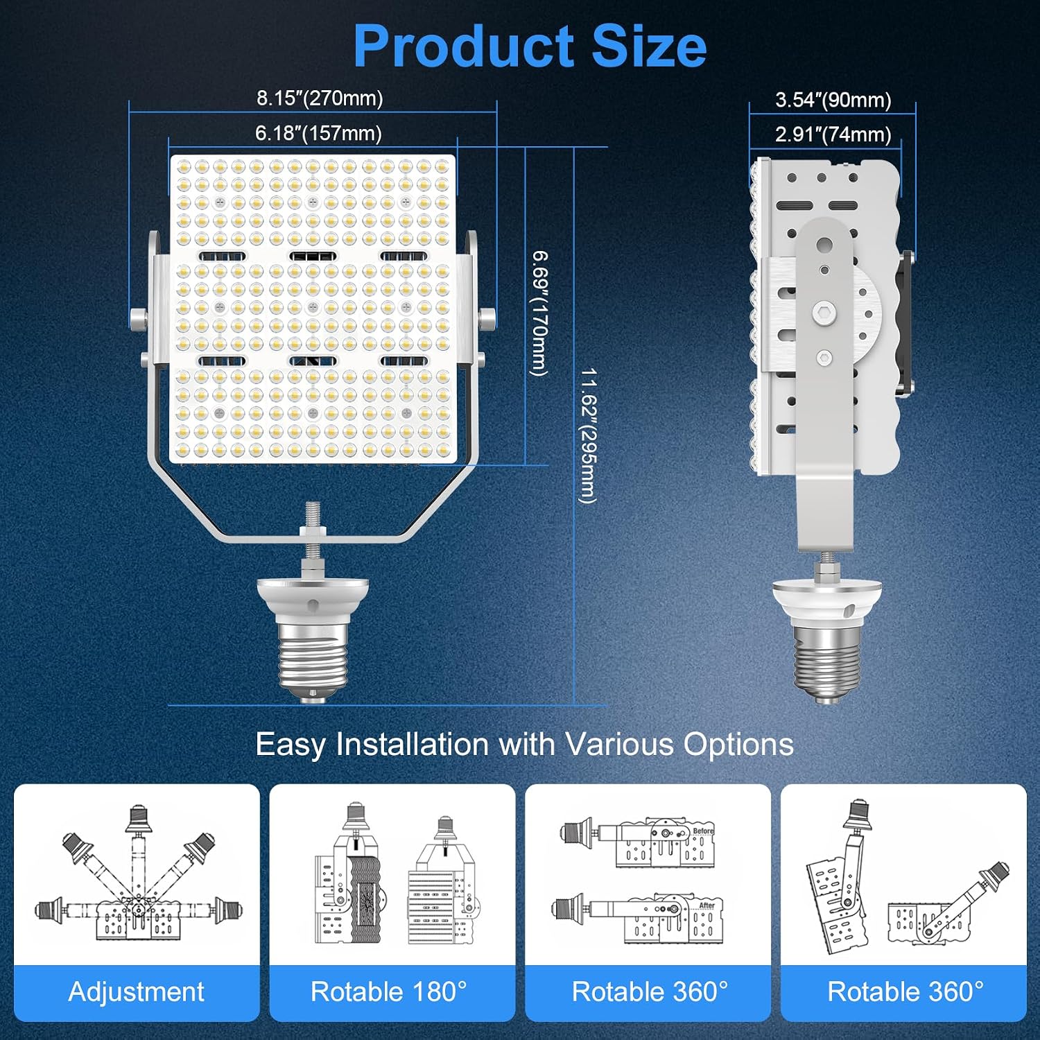 LED Retrofit Kit for Parking Lot Light, 150W 21750LM 100-277V ETL Commercial LED Shoebox Light Replacement, 5000K Daylight E39 Mogul Base LED Shoebox Retrofit Kit for Outdoor Flood Light, Tennis Court