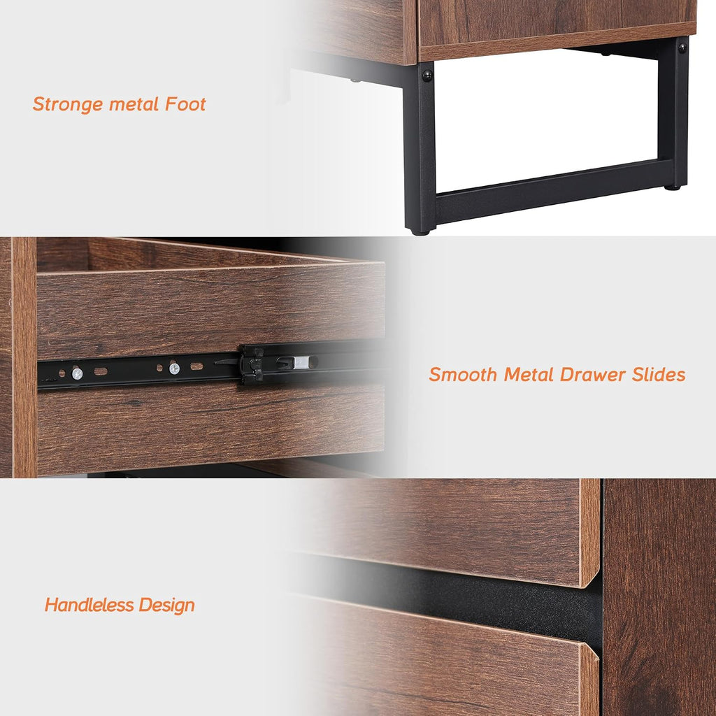 WAMPAT TV Stand and End Table Set of 3, 35 Inch TV Stand and 2 End Table Set with 2 Drawers for Living Room, Entertainment Center, Console TV Table Living Room Table Sets,Brown