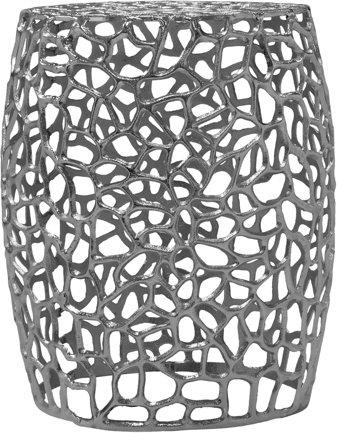 Christopher Knight Home Helast Aluminium Side Table, 14.00'' W Round Sofa Side Table, Modern Indoor Accent Table for Living Room Bedroom Home Office, Abstract Hollow, Silver