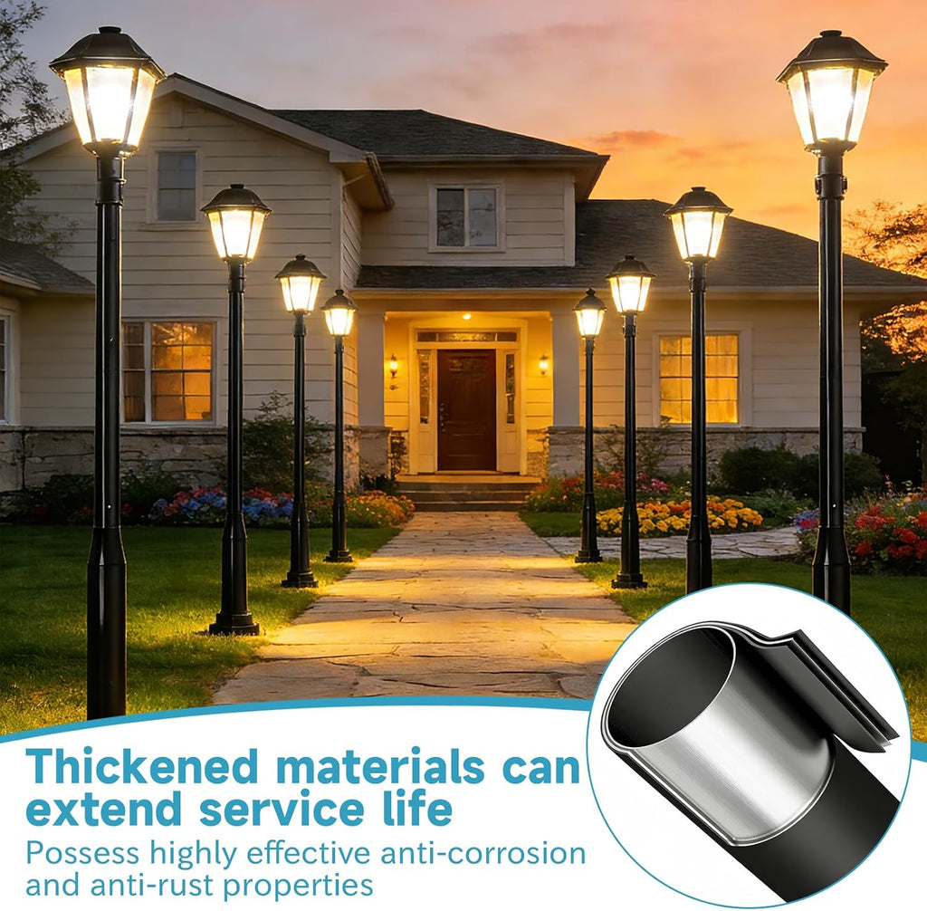 Street Light Pole 16 Ft Tall, Solar Street Lamp Post Fixture Accessory, Adjustable Street Light Poles for Outdoor Lighting with Mounting Rebar Cage Base,Suitable for Parking Lots,Basketball Courts