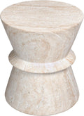 Empire Art Direct Hourglass Travertine Stone Finish Italian Design MgO Side Accent Table, Living Room, Bedroom & Office, 15.4'x15.4'x17.8'