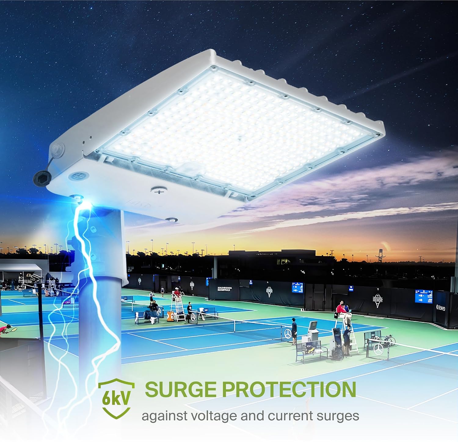 ASD LED Parking Lot Light Fixture | 100-150W 26000LM 3000-5000K 100-277V IP66 | 3CCT, Dimmable, Photocell, Waterproof, DLC, UL Listed | Dusk to Dawn Outdoor Lamp, Shoebox Area Lighting | White
