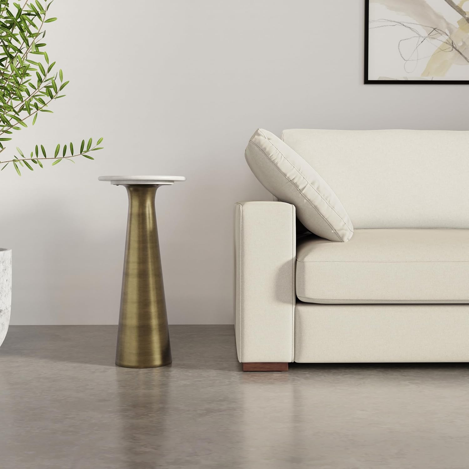 SIMPLIHOME Nicollette Metal Table - 12 inch Wide Solid Metal Round Side Table in Antique Brass, Modern Contemporary Accent Table for Living Room, Bedroom, or Office with Compact Design