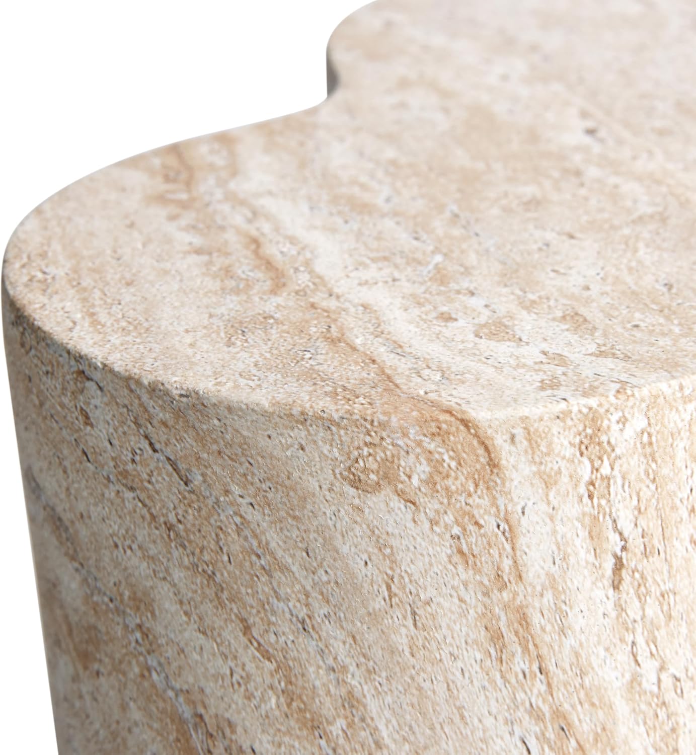 Empire Art Direct Clover Travertine Stone Finish Italian Design MgO Side Accent Table, Living Room, Bedroom & Office, 14.4'x13.8'x17.8'