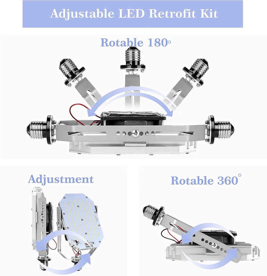 lawind Shoebox LED Retrofit Kit, 150W Parking Lot LED Retrofit Lights 5000K Cool White E39 Base for Outdoor Tennis Court Canopy Flood Street Area Lighting Fixture, AC300-480V Input(6Pack)