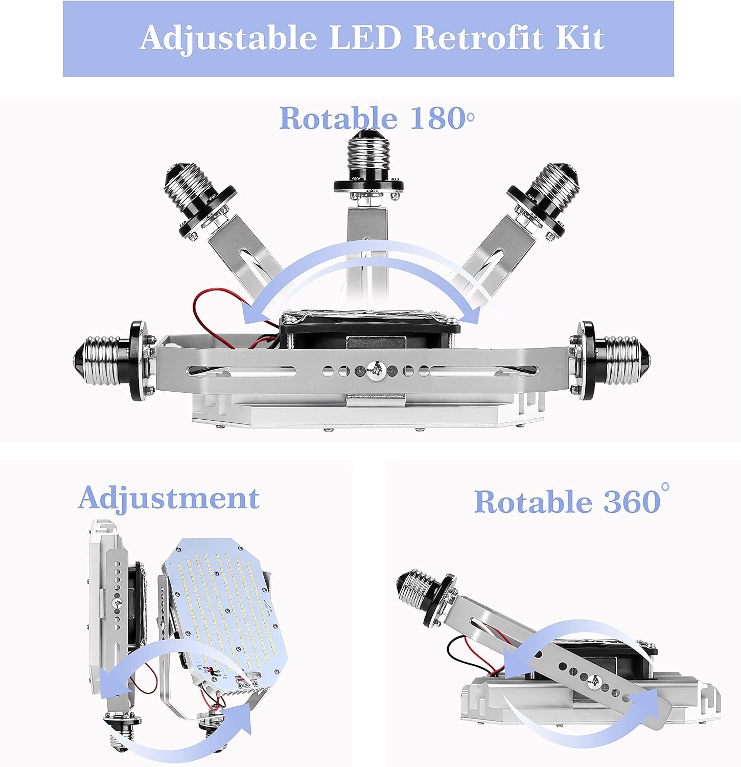 lawind 6Pack Shoebox LED Retrofit Kit, 100W Parking Lot LED Retrofit Lights 5000K Cool White E39 Base for Outdoor Tennis Court Canopy Flood Street Area Lighting Fixture, AC100-277V Input