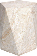 Empire Art Direct Pentagon Travertine Stone Finish Italian Design MgO Side Accent Table, Living Room, Bedroom & Office, 16'x16'x18.6'