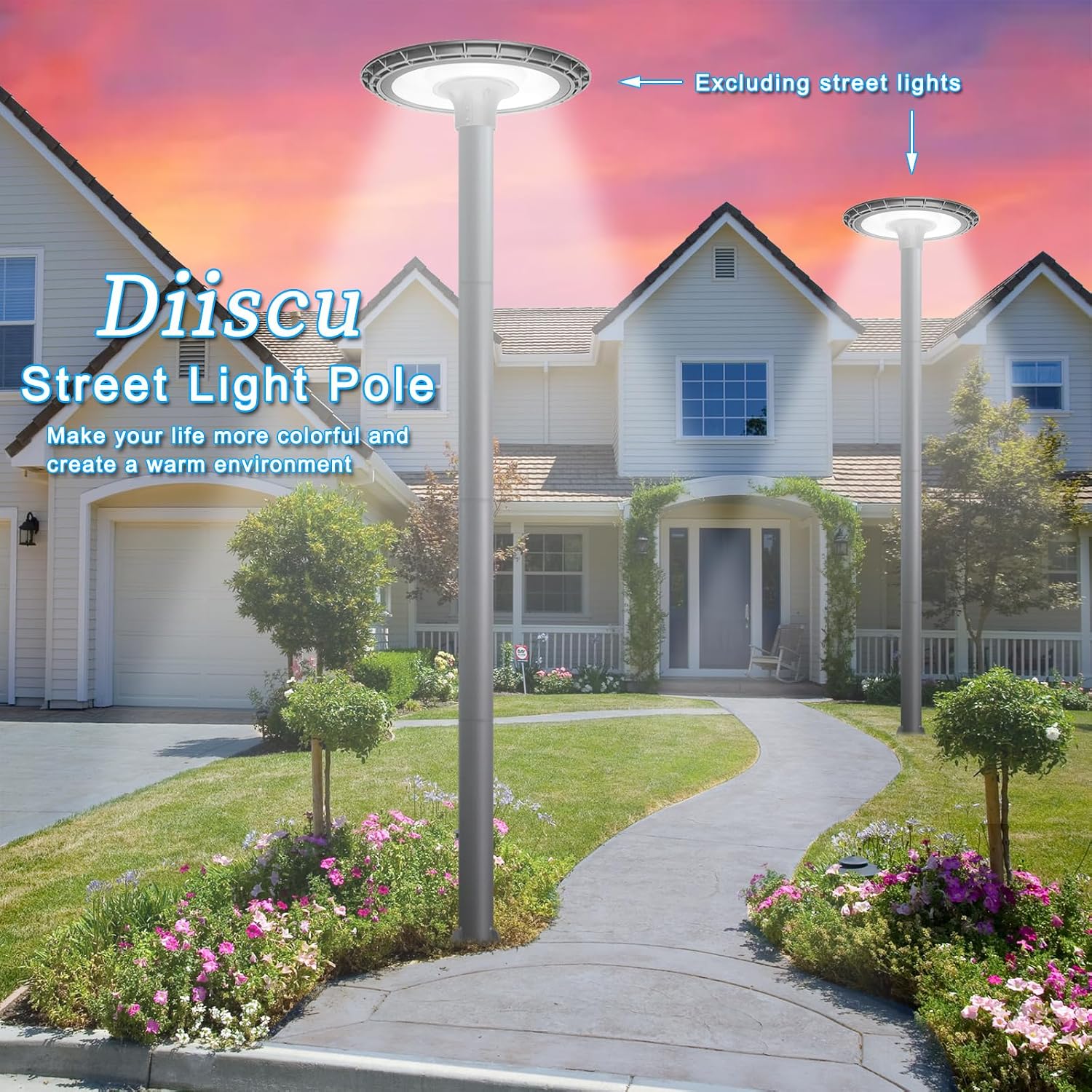 Street Light Pole 13ft Tall, Gray Outdoor Galvanized Heavy-duty Metal Solar Street Lamp Post, Suitable for Outdoor Street Courtyard Parking Lot Lighting Fixtures with Mounting Rebar Cage (13 FT 76mm)