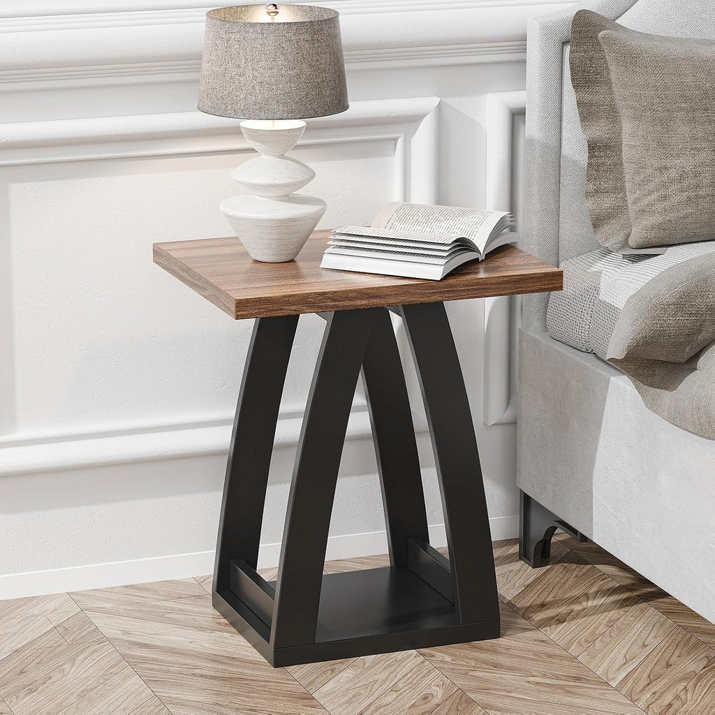 End Tables Living Room Set of 2. Side Tables Living Room. Side Table Beside Sofa. Modern End Table for Home. Black-Brown End Tables Set of 2