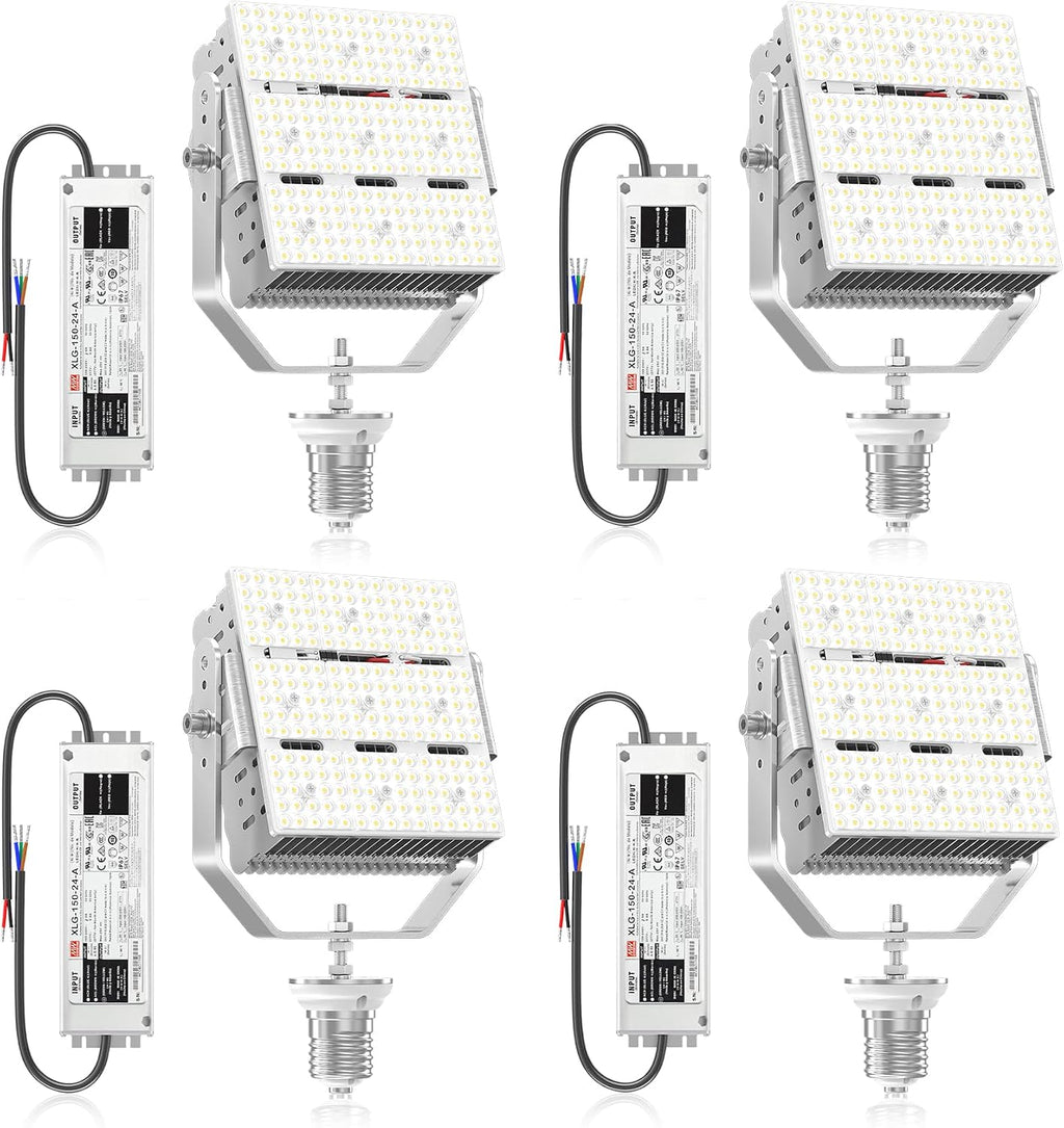 4Pcs 150W Shoebox LED Retrofit Kits (650W MH/HPS Replacement) 100-277V 5000K 21750LM E39 Mogul LED Parking Lot Retrofit Lights for Tennis Court High Bay Street Area Lighting Fixture ETL