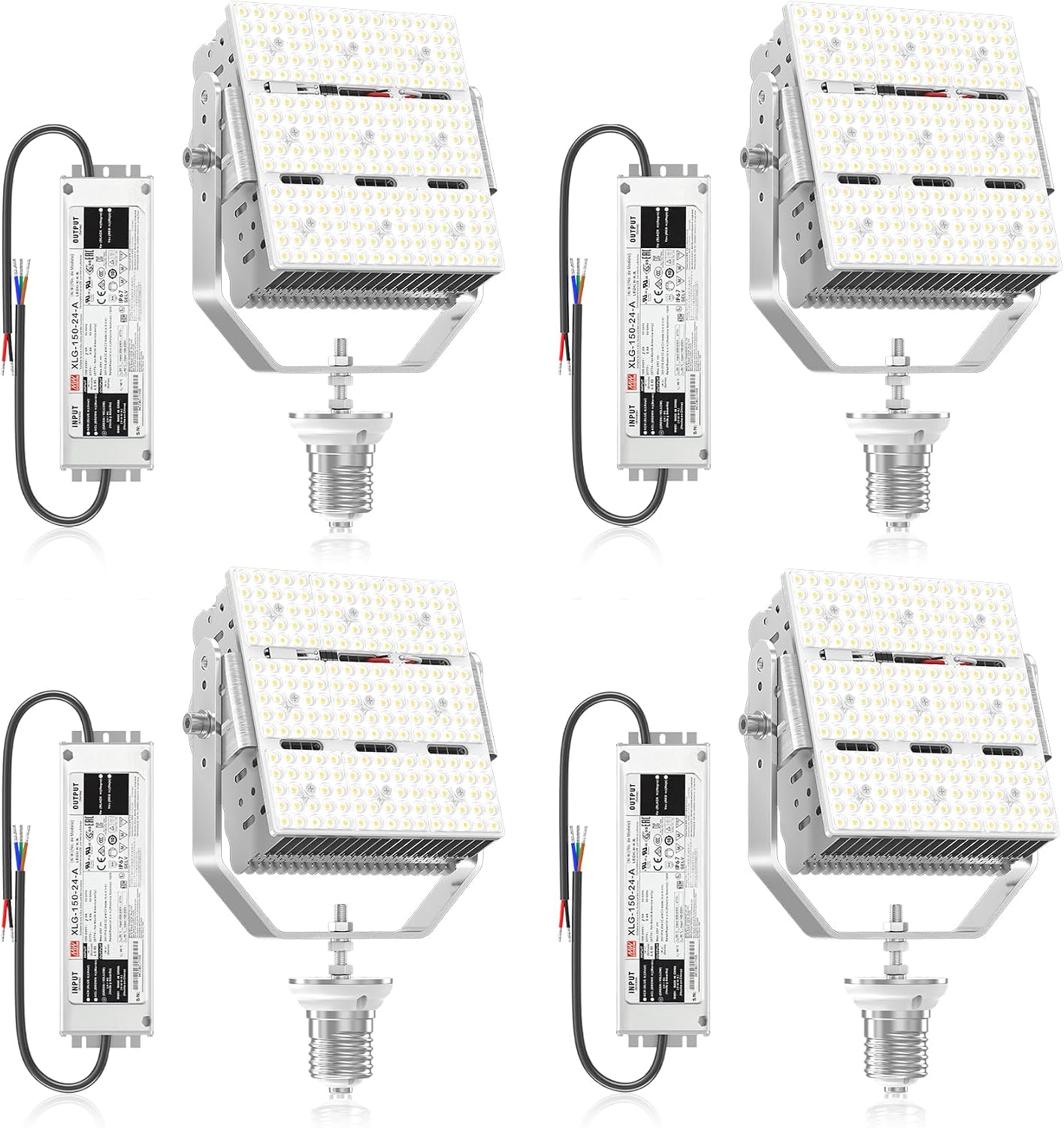 4Pcs 150W Shoebox LED Retrofit Kits (650W MH/HPS Replacement) 100-277V 5000K 21750LM E39 Mogul LED Parking Lot Retrofit Lights for Tennis Court High Bay Street Area Lighting Fixture ETL