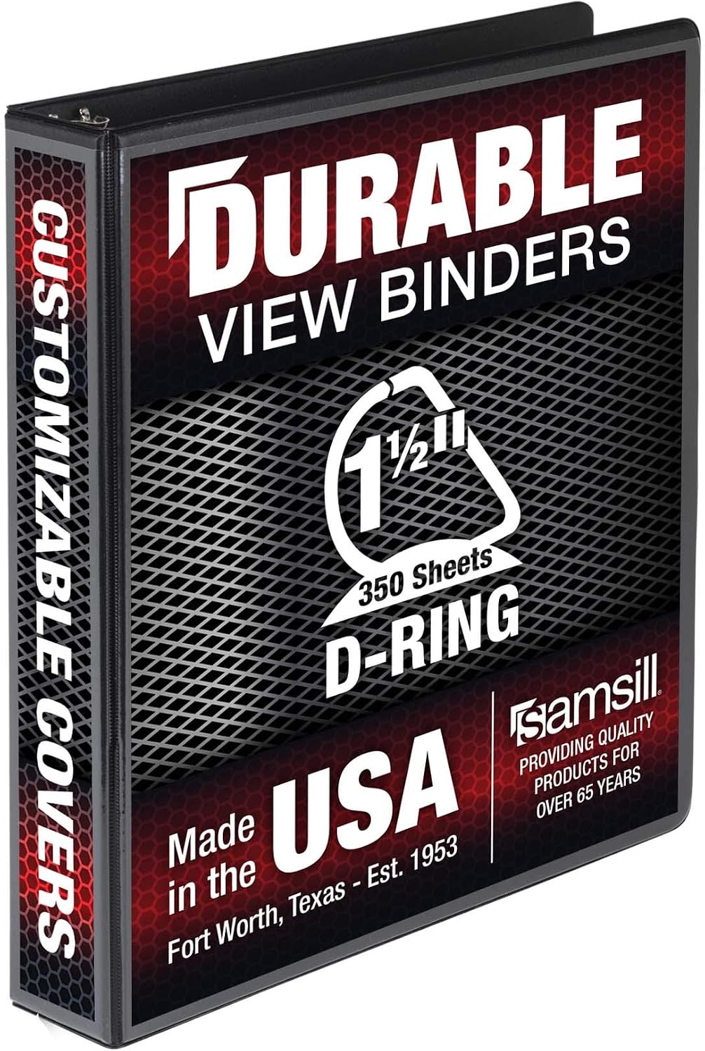 Samsill Durable 1.5 inch 3 Ring Binder, Made in USA, D Ring Binder, 100% Recycled Chipboard, Black, Pallet of 480 Binders in 40 Cartons