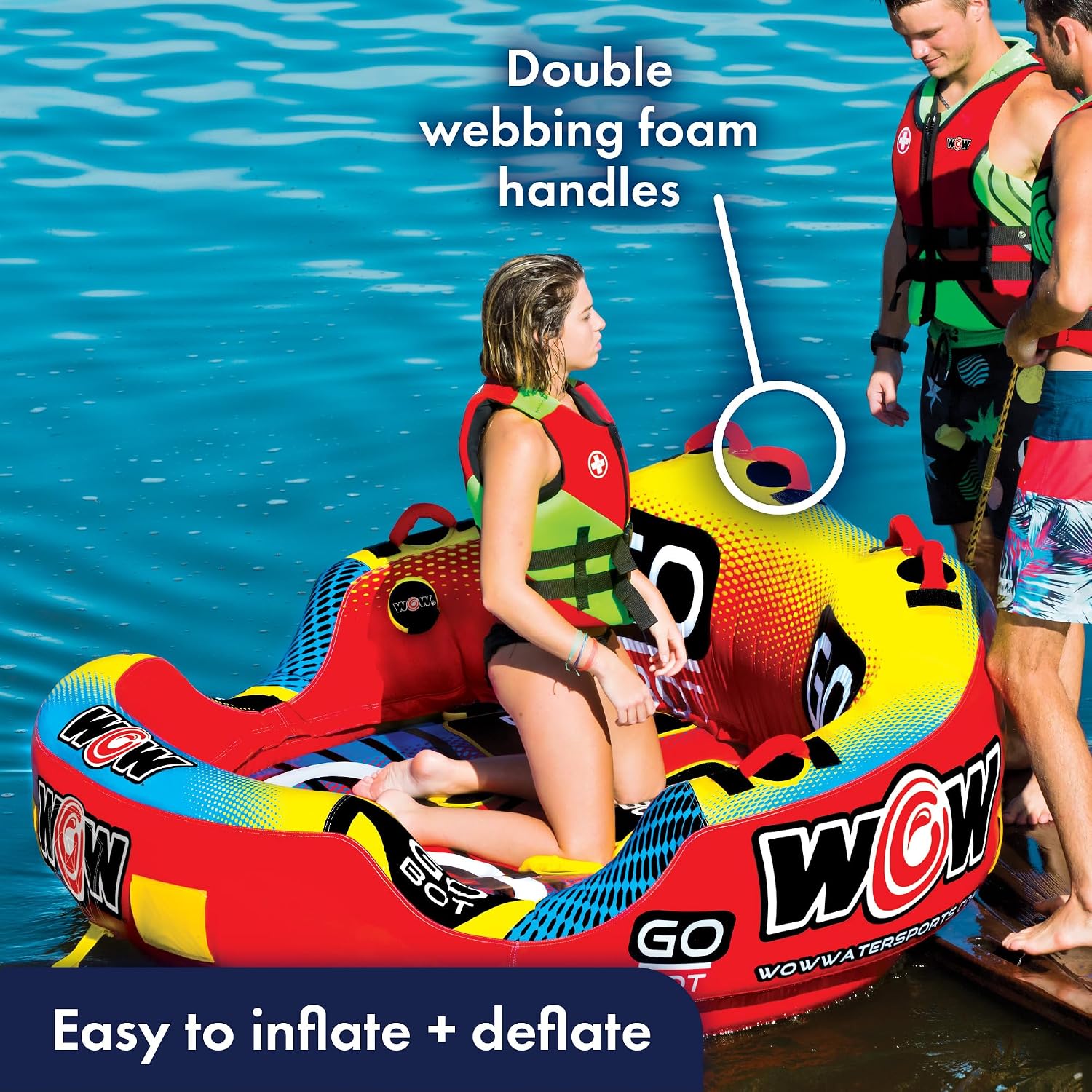 Wow Sports Go Bot Towable Tube - Front & Back Tow Points - for Boating - Kids & Adults