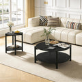 Round Coffee Table Set of 2, 34.4' Modern Wood Coffee Table and Side Table, Sturdy X-Brace Frame, 2 Piece Coffee Table for Living Room, Home Office