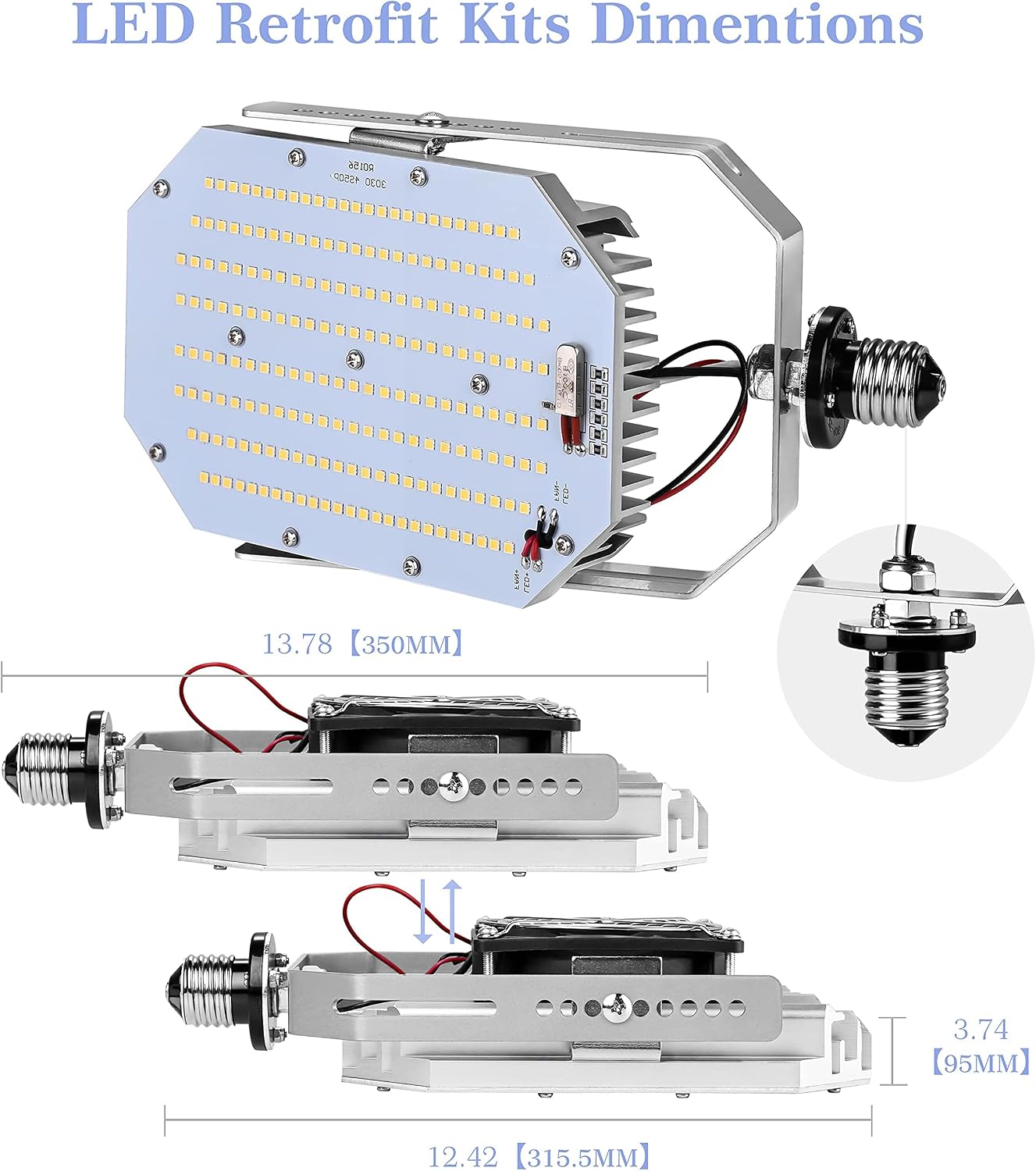 lawind 6Pack Shoebox LED Retrofit Kit, 100W Parking Lot LED Retrofit Lights 5000K Cool White E39 Base for Outdoor Tennis Court Canopy Flood Street Area Lighting Fixture, AC100-277V Input