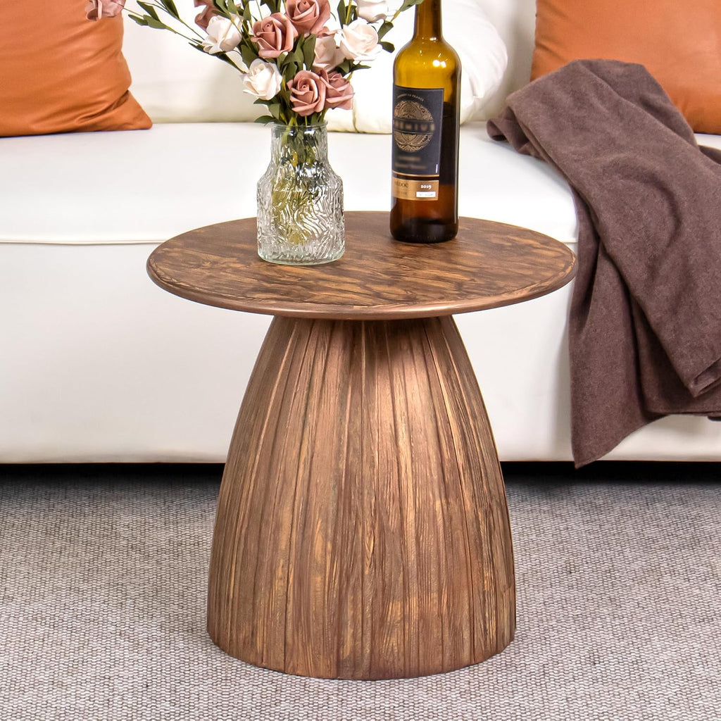 Gold Round Side Table Set of 2 for Sofa, Metal Small Couch End Table, Mid Century Modern Round Nightstand, Vintage Circle Bedroom Night Stand, for Living Room, 15.5 Inches