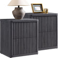 SICOTAS Night Stand Set of 2 Nightstands with 2 Drawers Storage Bedside Table Large Fluted Bed Side End Table Modern 24.4' Tall Wide Night Stands for Bedroom Living Room Sofa Couch Office