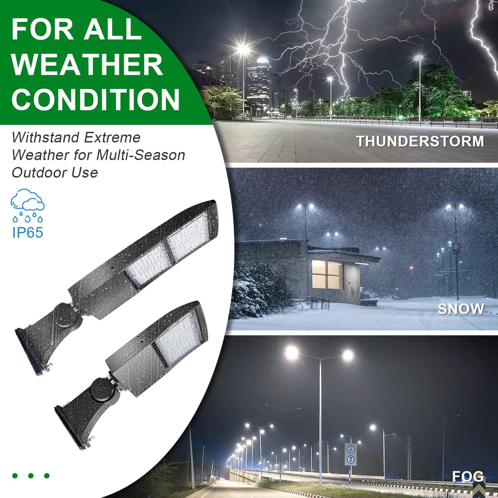 OSTEK LED Parking Lot Lights 300W LED Shoebox Street Pole Lighting with 20KV Surge Protector, Waterproof 42000LM Outdoor Commercial Area Road Lighting 5000K 100-277V UL