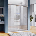 SUNNY SHOWER Bypass Sliding Shower Door Semi-Frameless Shower Enclosure 1/4'(6mm) Glass Sliding Bathroom Door, Brushed Nickel Finish, 48' W x 72' H